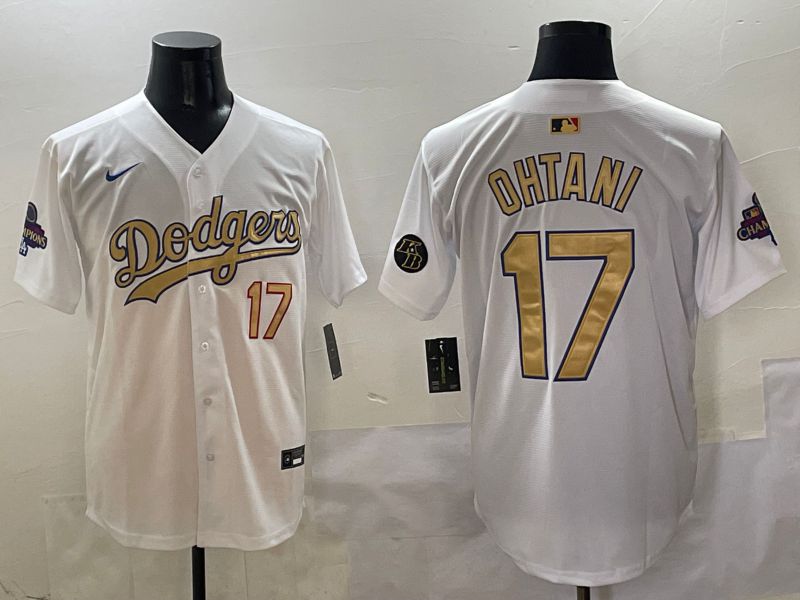Men Los Angeles Dodgers 17 Ohtani White Gold Game Nike 2025 MLB Jersey style 27